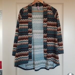 Anthropologie Alya Aztec Western Striped Zig Zag Open Front Cardigan Size Small